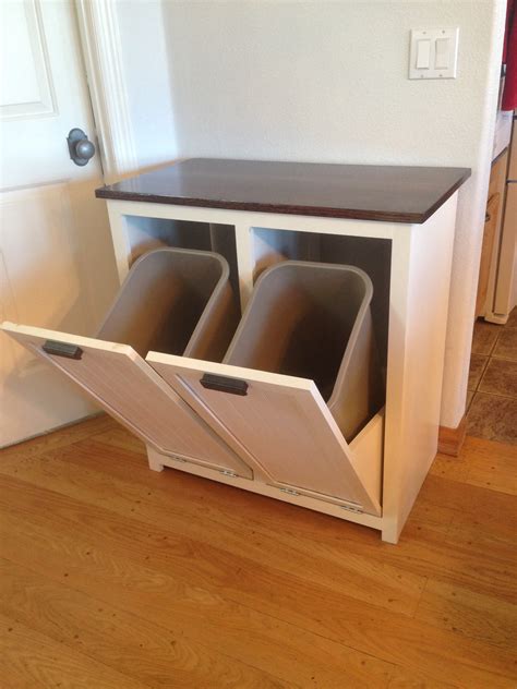 double trash bin tilt out storage cabinet
